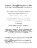 Evaluation of internal temperature of oysters following standard thermal process recipes