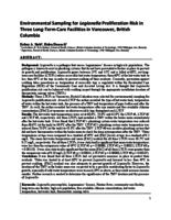 Environmental sampling for legionella proliferation risk in three long-term care facilities in Vancouver, British Columbia