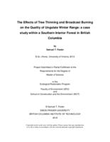 The effects of tree thinning and broadcast burning on the quality of ungulate winter range: a case study within a Southern Interior Forest in British Columbia