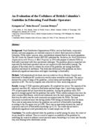 An evaluation of the usefulness of British Columbia's guideline in educating food bank operators