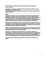 Individual emergency preparedness survey among Canadians in Lower Mainland, BC