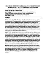 Changes in processing and labelling of frozen chicken products available to consumers in Vancouver
